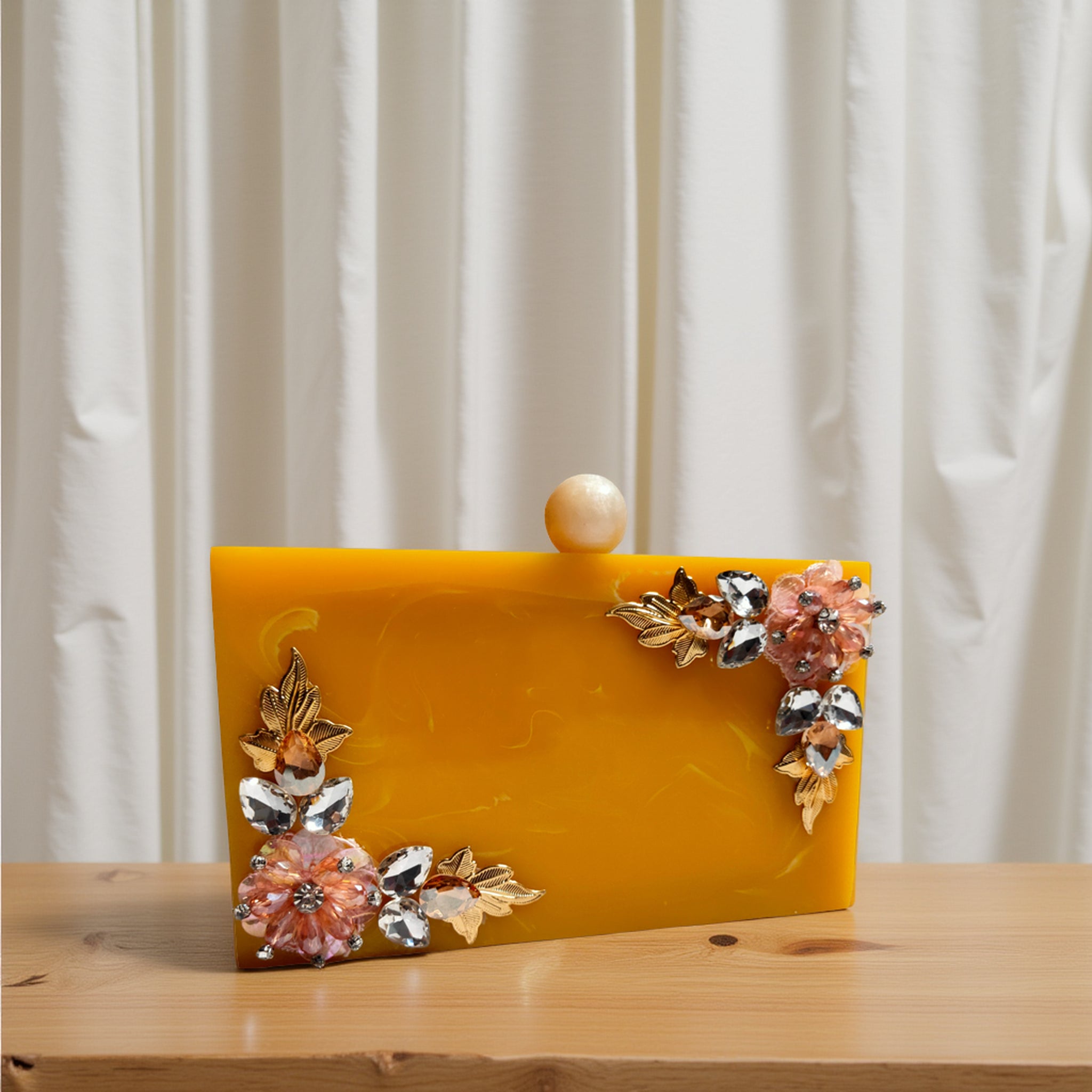 Handmade Resin Clutch - Mustard Yellow