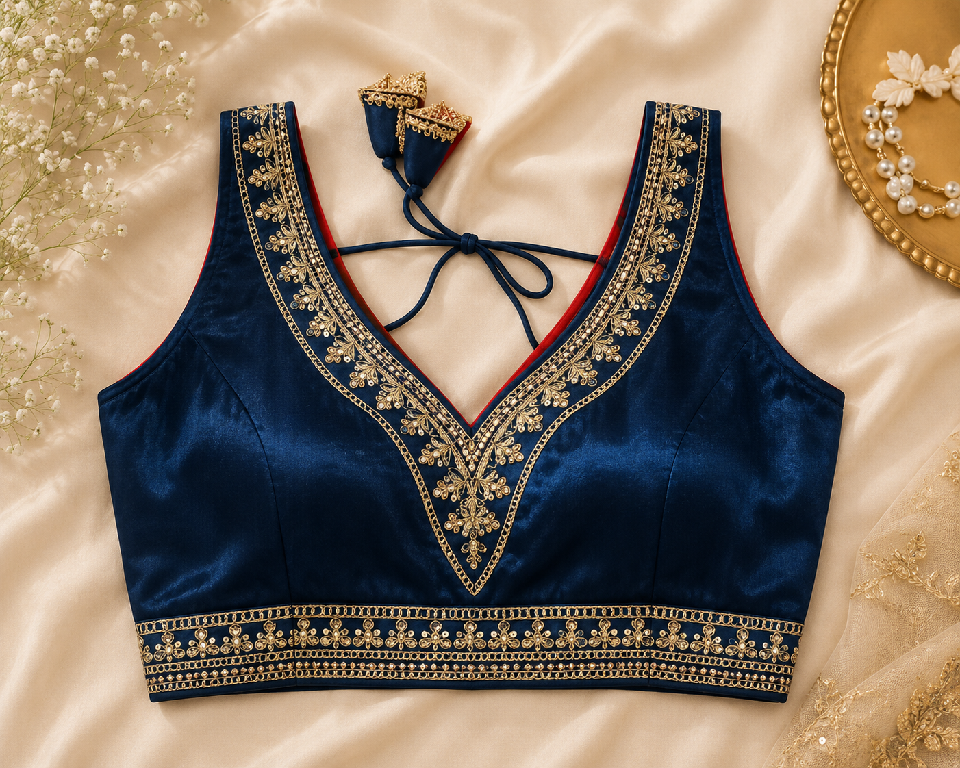 Aabroo Blue Embroidered Blouse