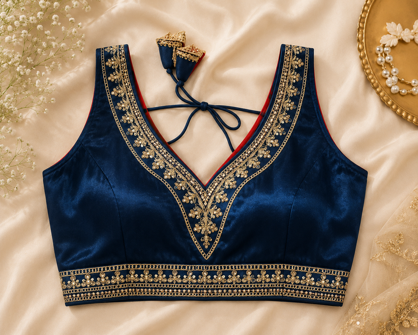Aabroo Blue Embroidered Blouse