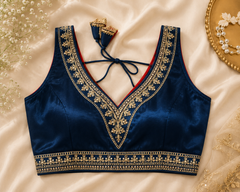 Aabroo Blue Embroidered Blouse