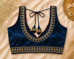 Aabroo Blue Embroidered Blouse