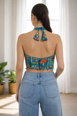 Aafreen Multicolor Halter Designer Blouse