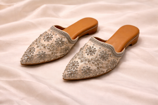 Handcrafted Bridal Belly Block Heel