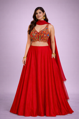 Avani Crimson Designer Silk Lehenga Set