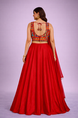 Avani Crimson Designer Silk Lehenga Set