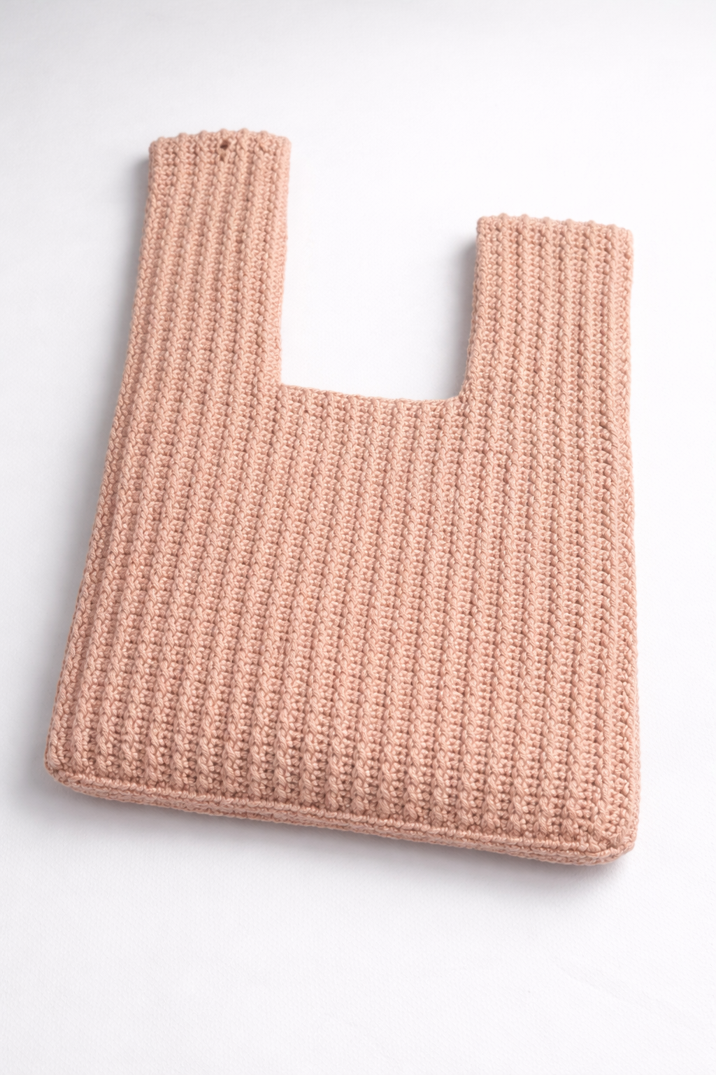 Handcrafted Ribbed Crochet Mini Tote - Blush Pink