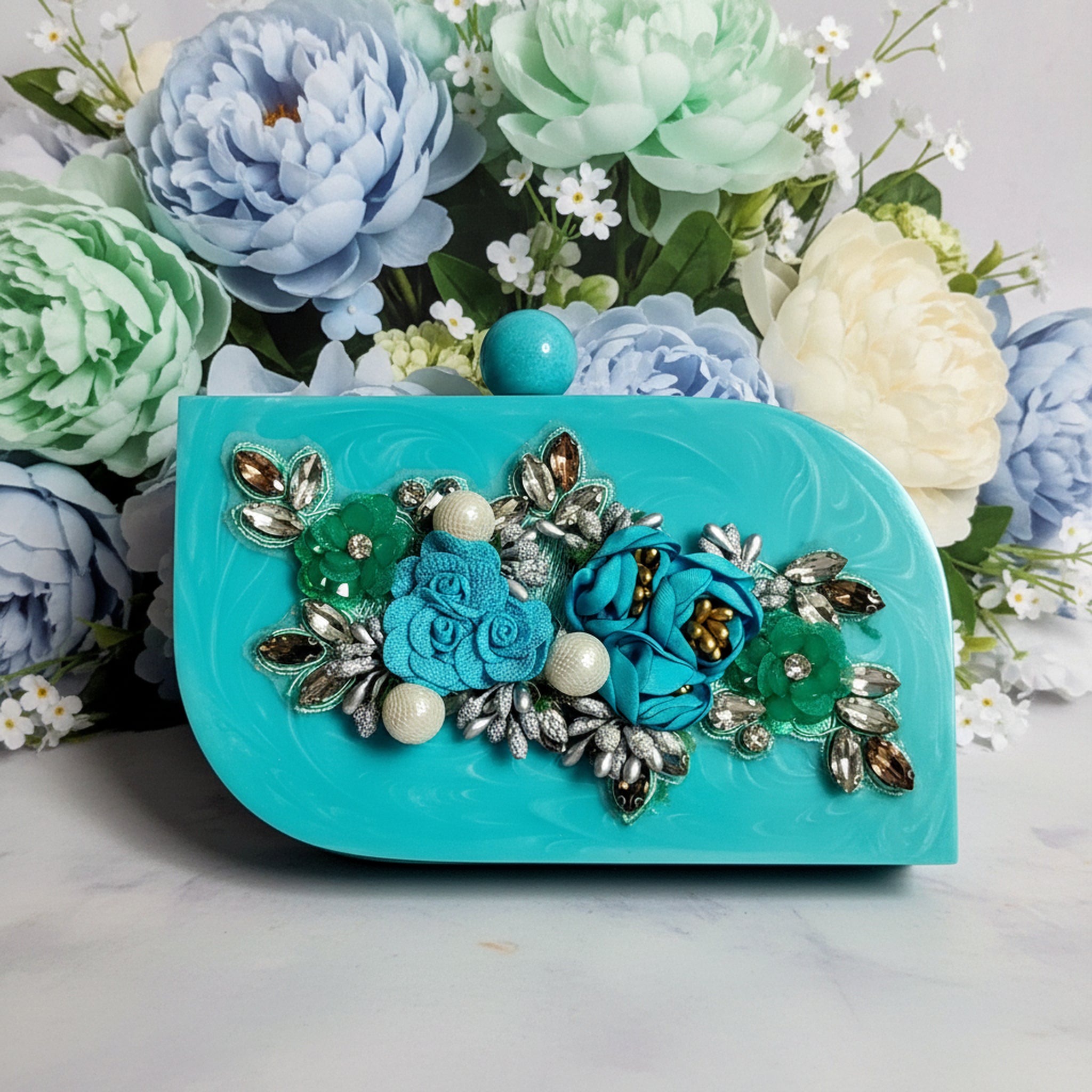 Handmade Resin Clutch -Sky Blue