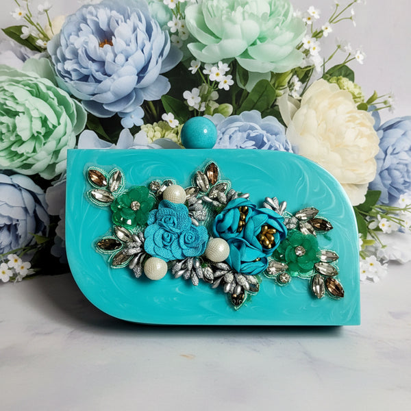 Handmade Resin Clutch -Sky Blue