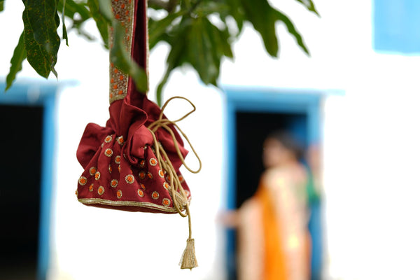 Handmade Bridal  Potli- Maroon