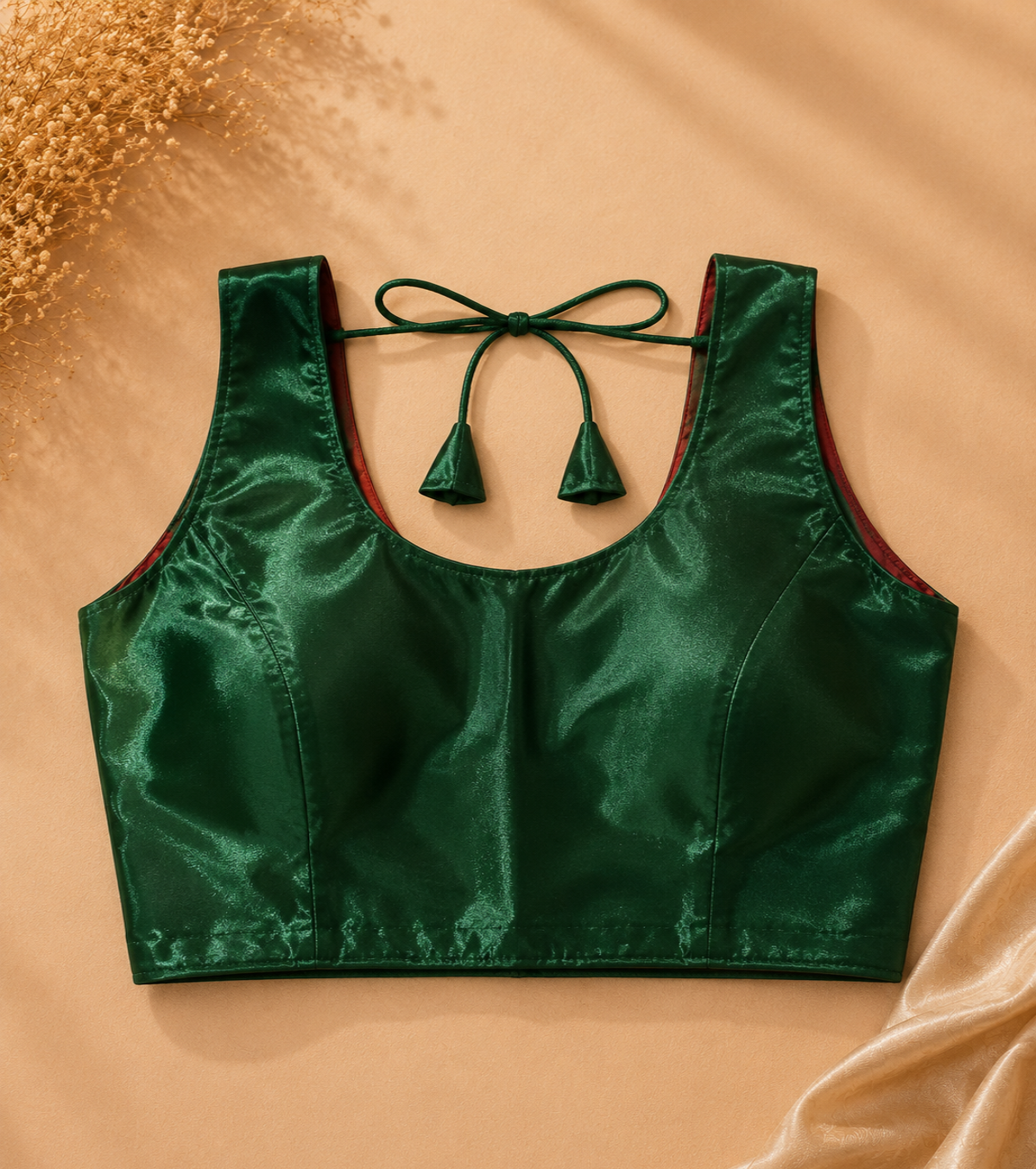 Emerald Green Satin Blouse