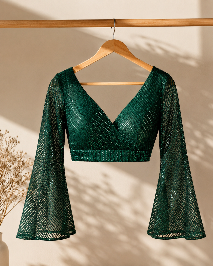 Emerald Noor Sequin Designer Blouse