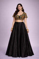 Kavya Obsidian Cotton Silk Lehenga Set