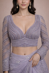 Lilac Pearl Luxe Designer Blouse