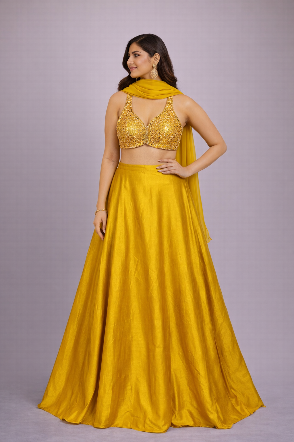 Mayuri Mustard Designer Silk Lehenga Set