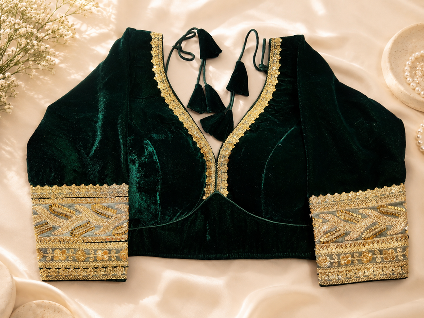 Meher Emerald Velvet Blouse