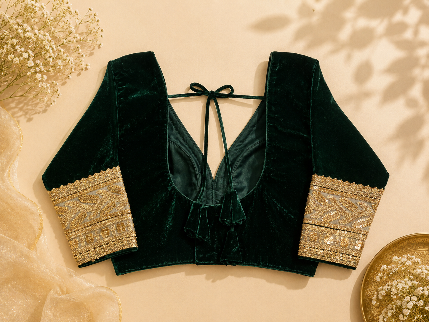 Meher Emerald Velvet Blouse