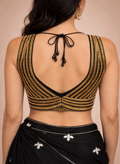 Noir Gold Glam Designer Blouse
