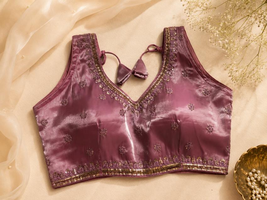 Purple Jimmy Choo Embroidered Designer Blouse