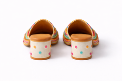 Rangili Multi-Colored Chevron Low Block Heel Mules