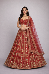 Saanvi Pink Mirror Work Designer Lehenga