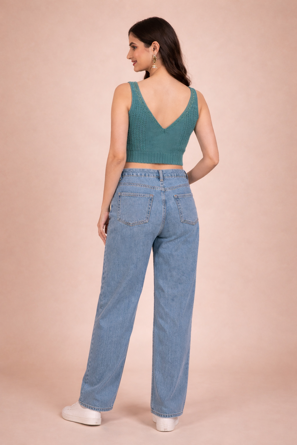 The Azure V-Neck Fine-Knit Casual Crop Top
