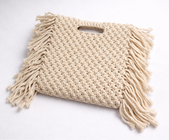 The Coastal Serenity: Hand-Knotted Macrame Fringe Tote