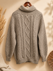 The Nomad Moss-Stitch High-Neck Heavy Sweater