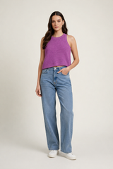 The Royal Violet Fine-Knit Summer Tank Top