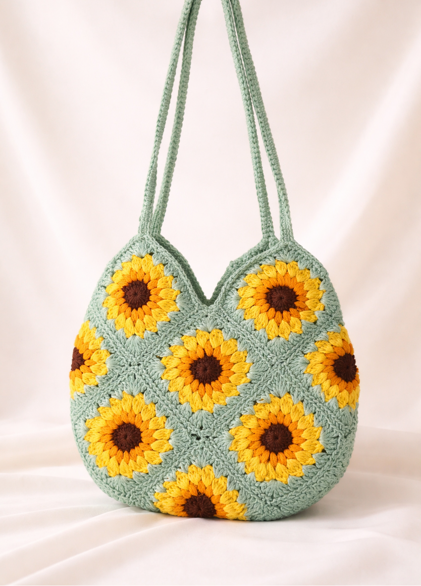 The Sunflower Fields: Handmade-Crocheted Floral Shoulder Bag