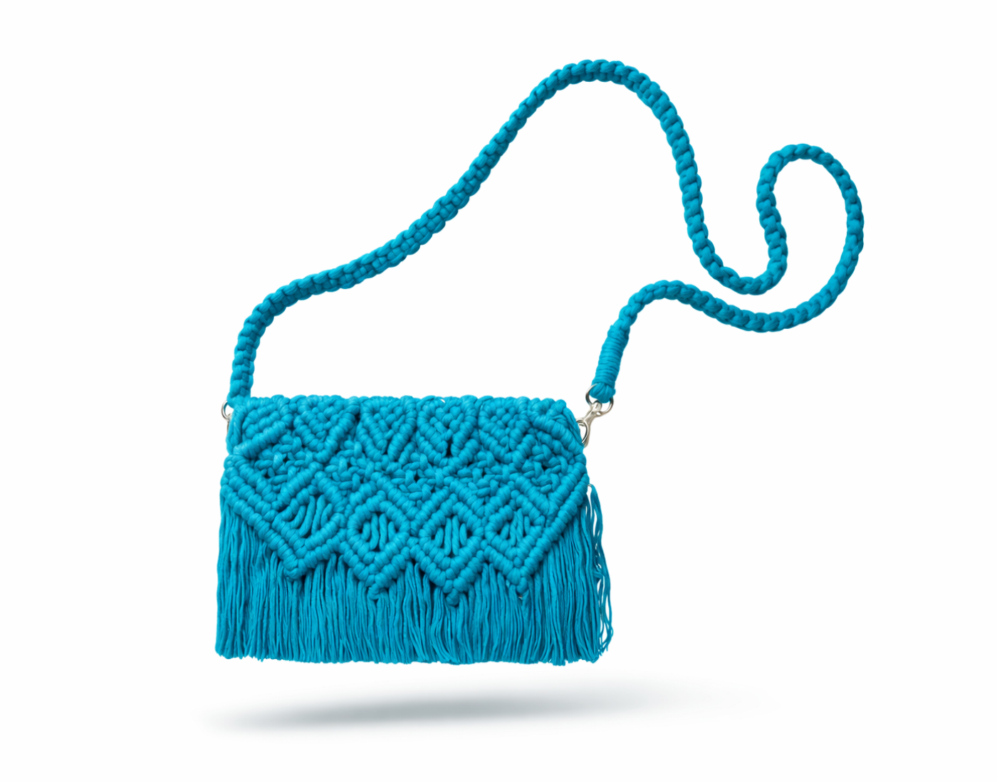 The Azure Breeze: Hand-Knotted Macrame Fringe Sling