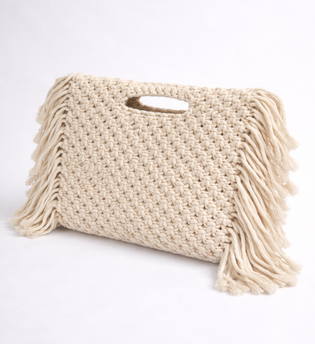 The Coastal Serenity: Hand-Knotted Macrame Fringe Tote