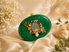 The Emerald Heirloom: Embellished Resin Evening Clutch