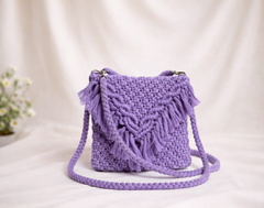 The Lavender Dream: Hand-Knotted Macrame Fringe Sling