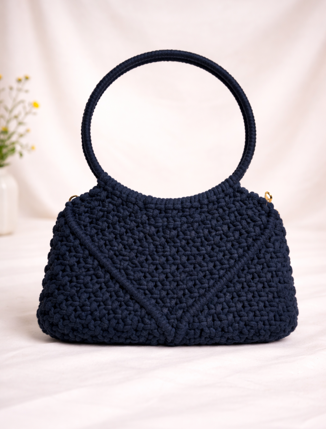 The Midnight Muse: Hand-Knotted Macrame Structured Bag