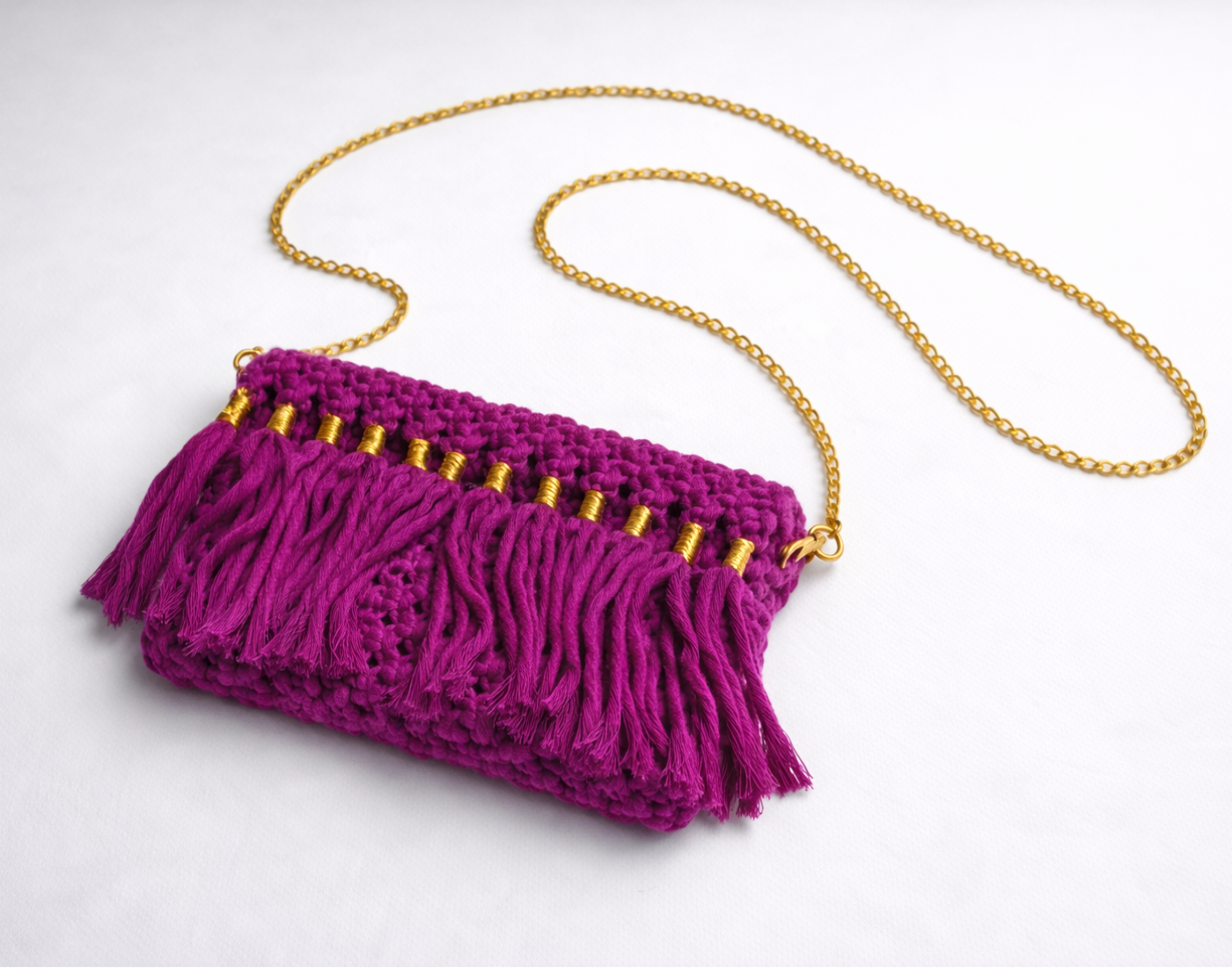 The Royal Fringe Sling: Hand-Knotted Macrame Statement Bag