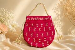 The Royal Fuschia: Hand-Beaded Festive Potli
