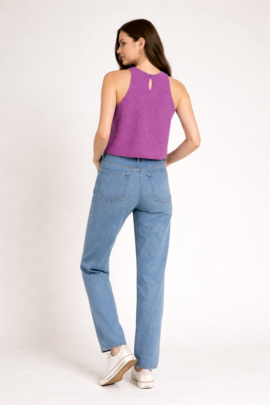 The Royal Violet Fine-Knit Summer Tank Top