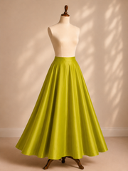Zara Lime Green Satin Silk Flared Lehenga Skirt (With Single Can-Can)