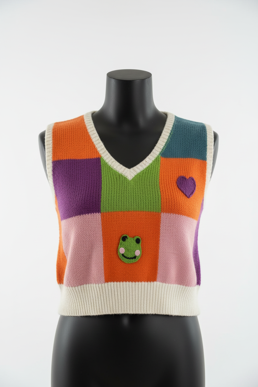 Colorful Patchwork Vest - Torso Only Cropped
