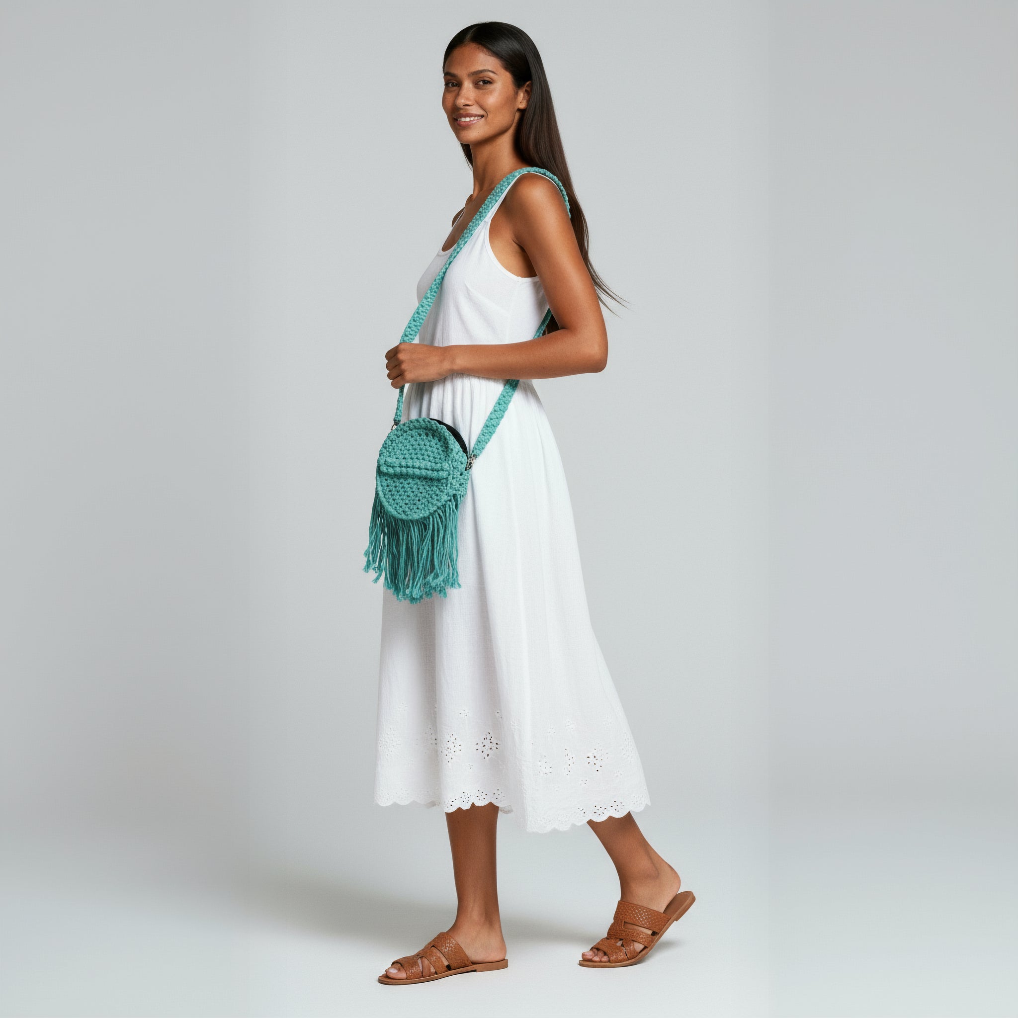 Macrame bag-Sky Blue