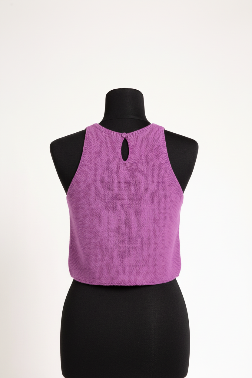 Purple Knit Tank Top on Standard Black Mannequin