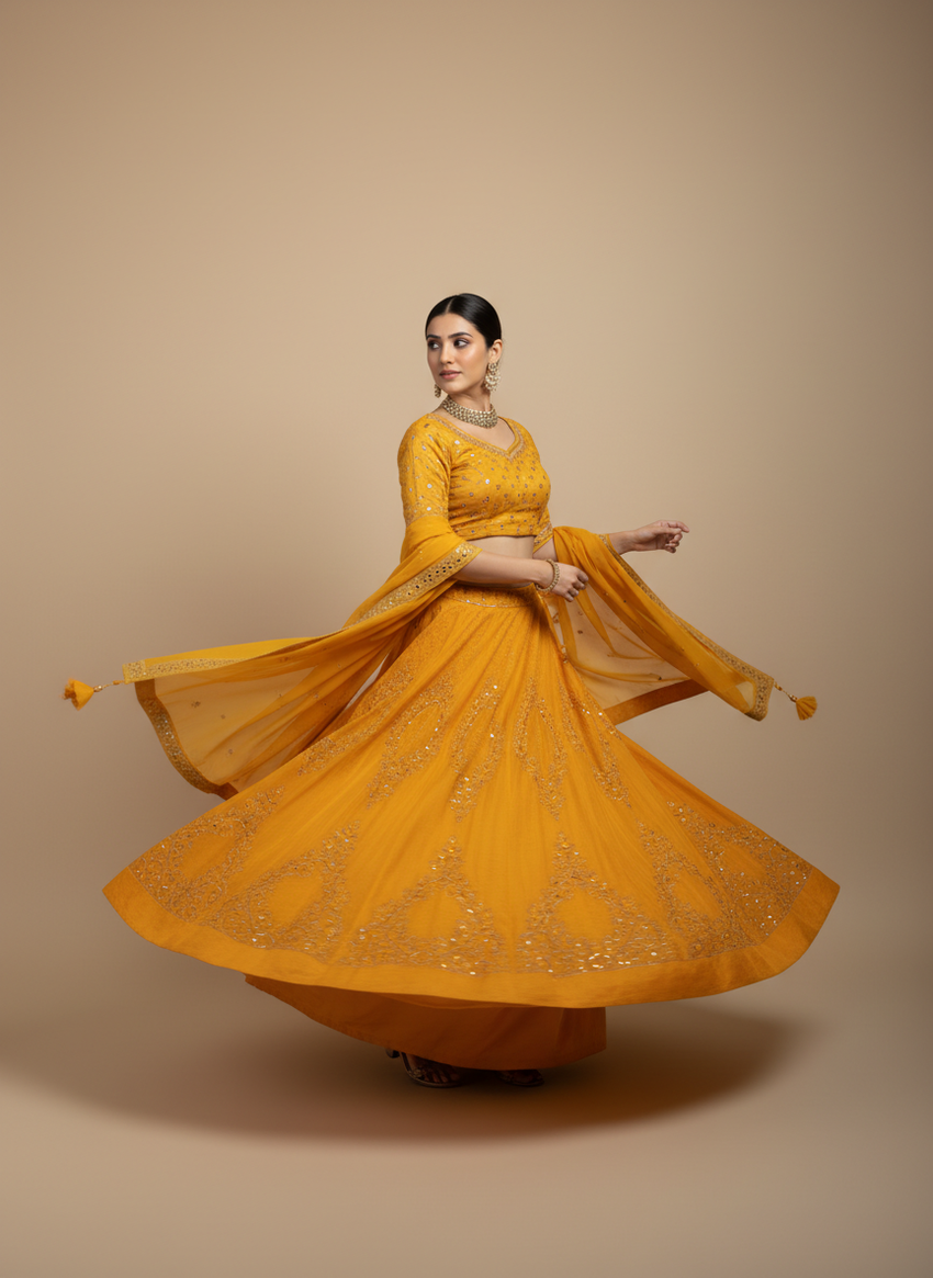 Mustard Yellow Lehenga-Haldi Wear